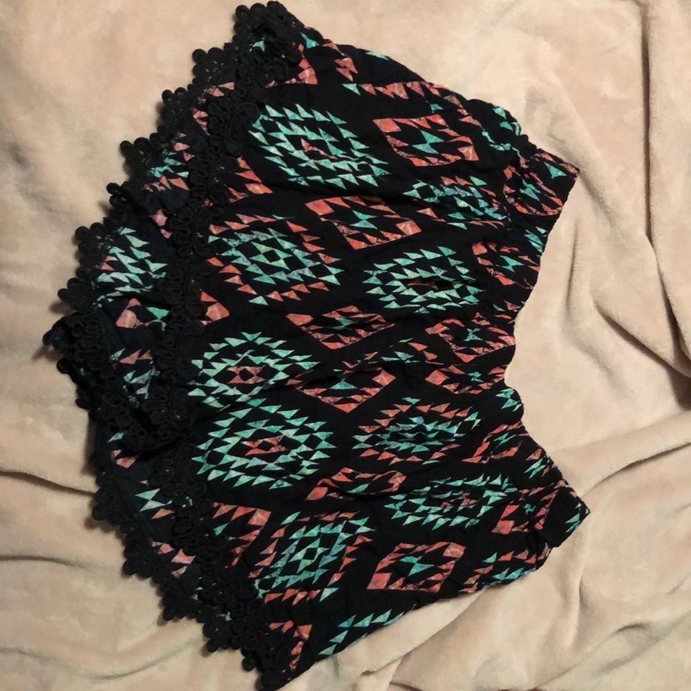 patterned flowy shorts